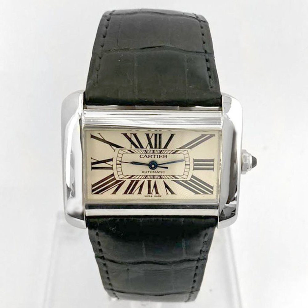 Cartier Tank Divan Stainless Steel On Leather 2612